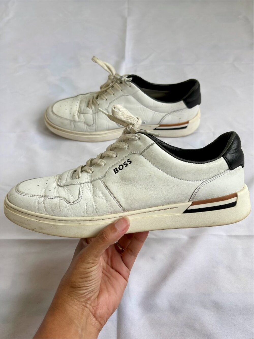 Boss by Hugo Boss Men's Clint Leather Tennis-Style Sneaker | Men's Size 12 (45)